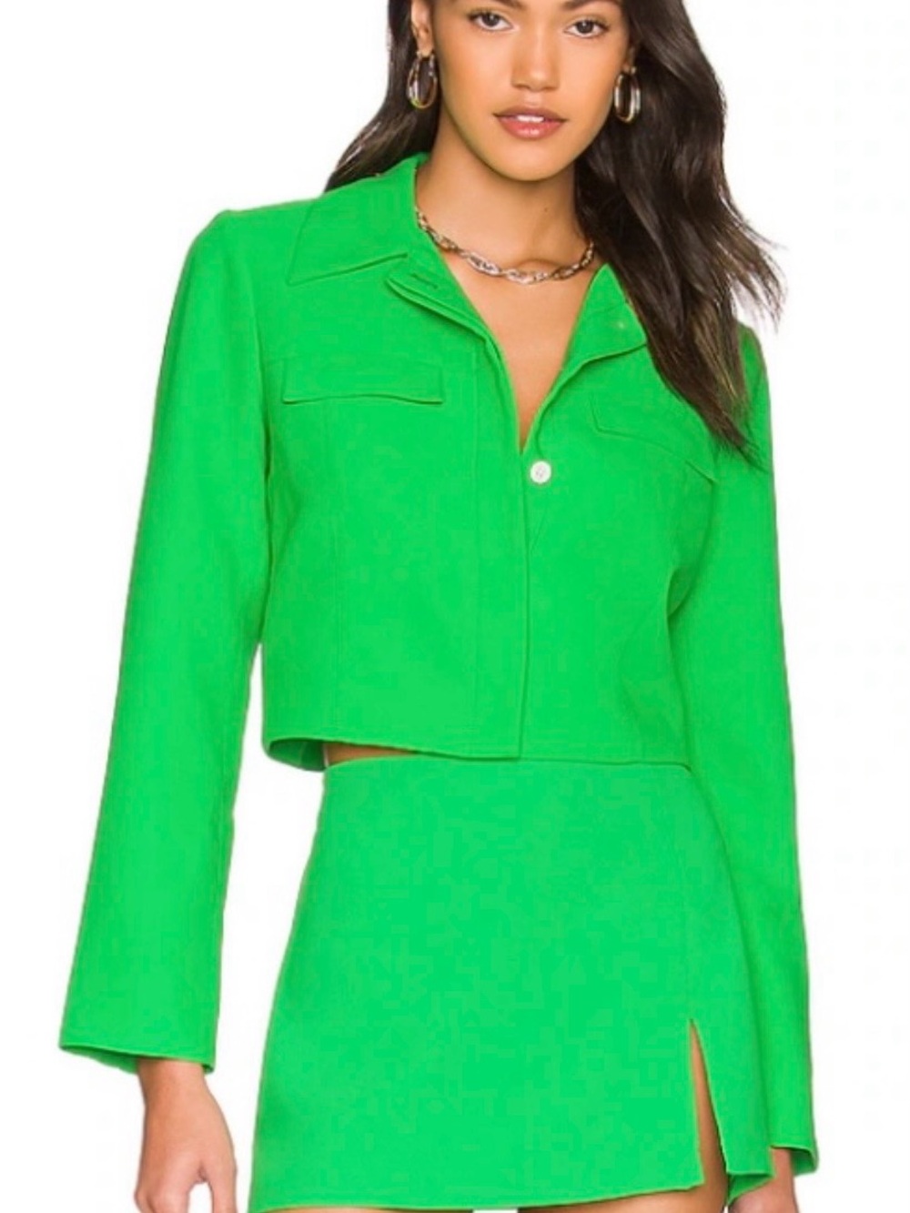 Amanda Uprichard Green Jacket & Skort Set XS Collared Button